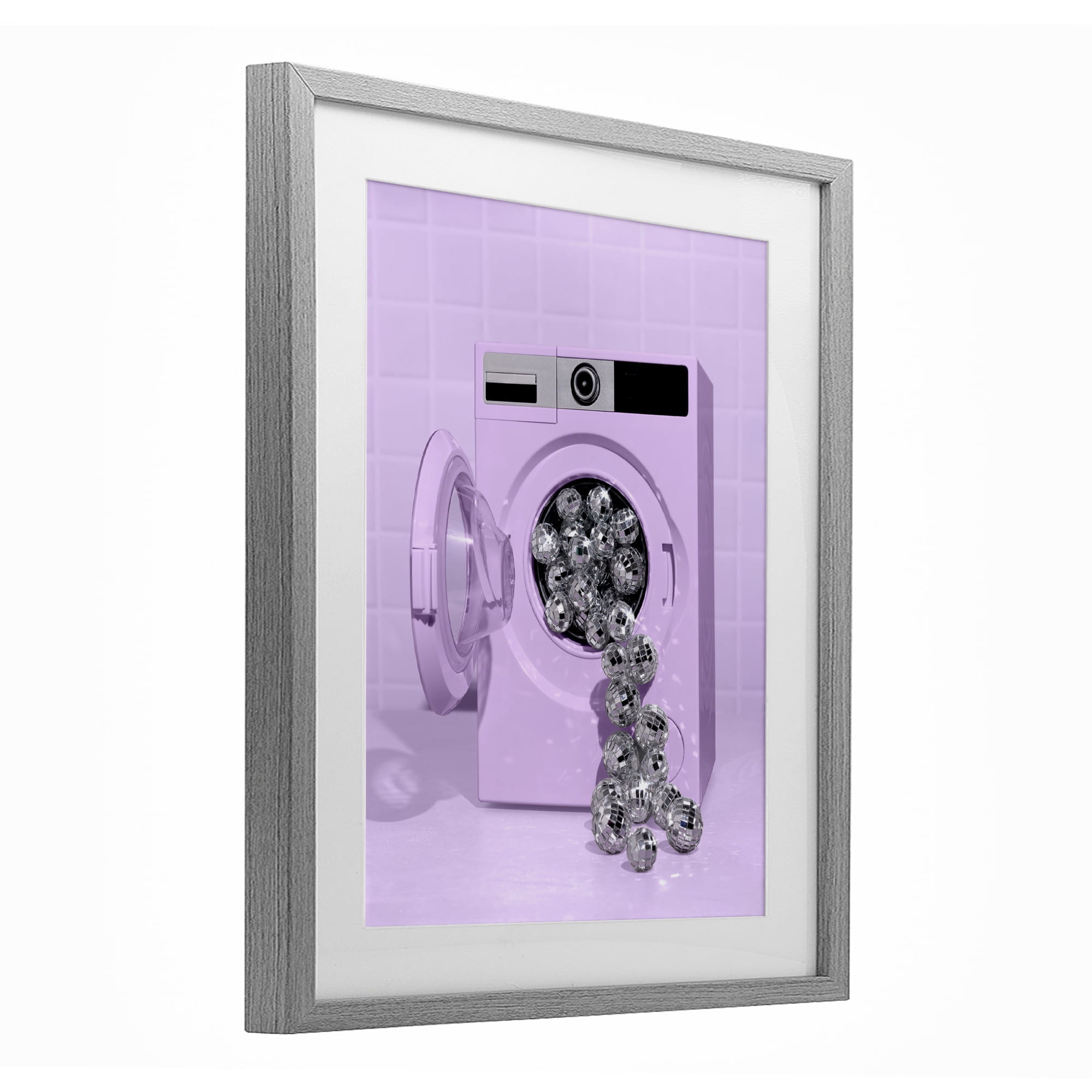 Stupell Industries Disco Laundry Machine over Purple Gray Framed Print Under Glass, design by LISH Creative