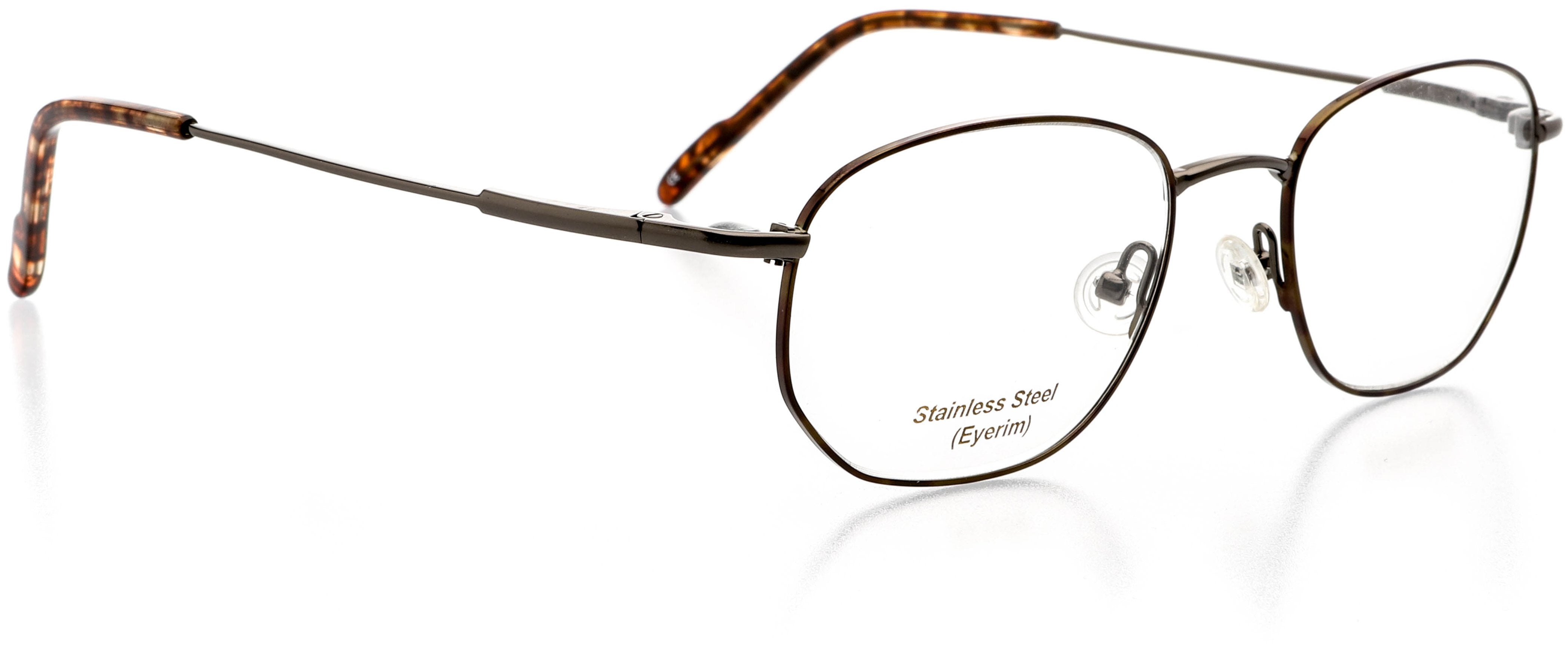 Optical Eyewear - Oval Shape, Metal Full Rim Frame - Prescription Eyeglasses RX, Gunmetal Amber