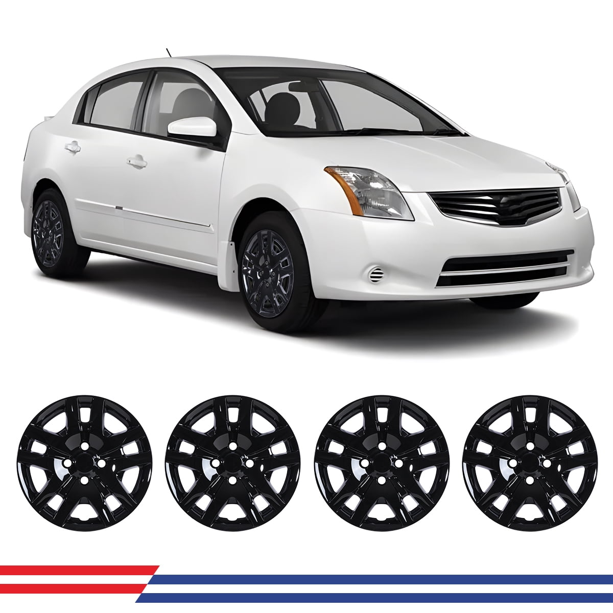 (4 Pack)16" Hubcaps Wheel Rims Cover for 2007-2012 Nissan Sentra Compatible with Steel Wheels Bolt on Installation(16-inch,Black Lacquer)