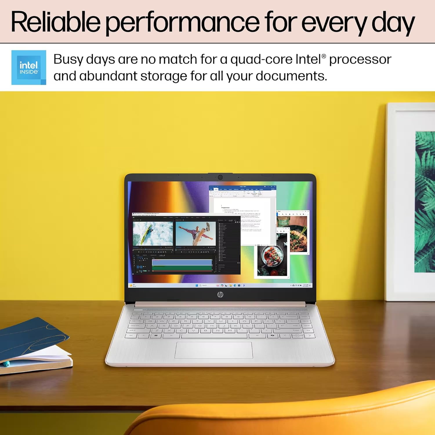 HP Essential 14" Laptop, Intel Celeron N4500, 16GB RAM, 64GB eMMC, Windows 11 Home, Rose