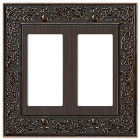 Double Gfci Solid Brass - French Garden Double GFCI Decora Rocker Wall Switch Plate Outlet Cover, Oil Rubbed Bronze