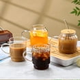 thumbnail image 4 of Regular Mouth Glass Coffee Drinking 20oz Glass Tumbler Cups with Handle Glass Cups with Lid and Straw Overnight Oats Containers For Iced Coffee, Smoothies, Beer and Juice, 4 of 5