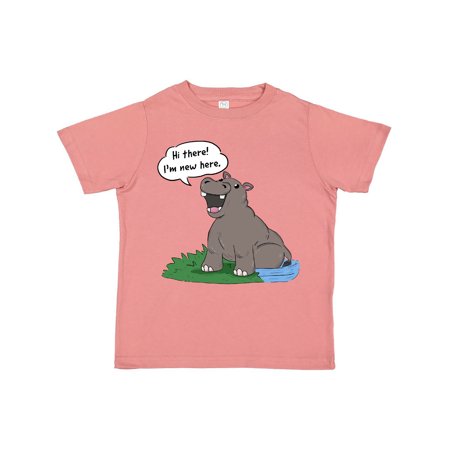 

Inktastic Hi There I m New Here Hippo Gift Toddler Boy or Toddler Girl T-Shirt