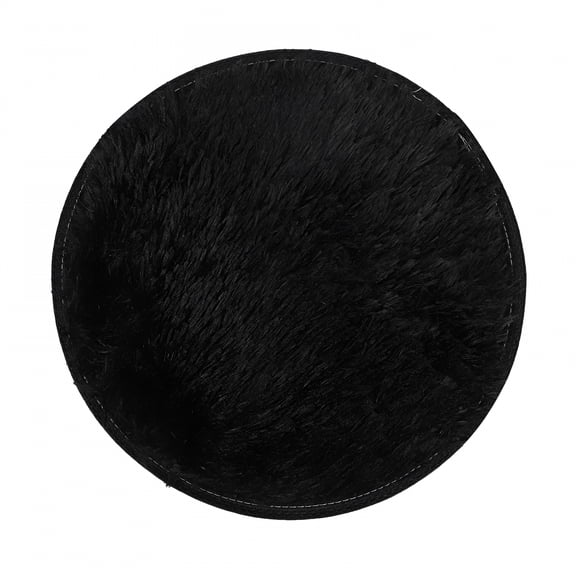 AUQ Area Rug Winter Warm Plush Carpet Small Round Living Room Bedroom Rug Non-Slip Washable Blanket Floor Mats,16" x 16" 1pc black