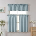 thumbnail image 2 of Chyhomenyc Bennet Kitchen Curtains 36 Inch Length, Faux Linen Textured Small Cafe Curtains, Light Filtering Short Window Curtain for Bathroom Basement, 30x36 inch, 2 PCS,Aqua with Greenish Tone, 2 of 5