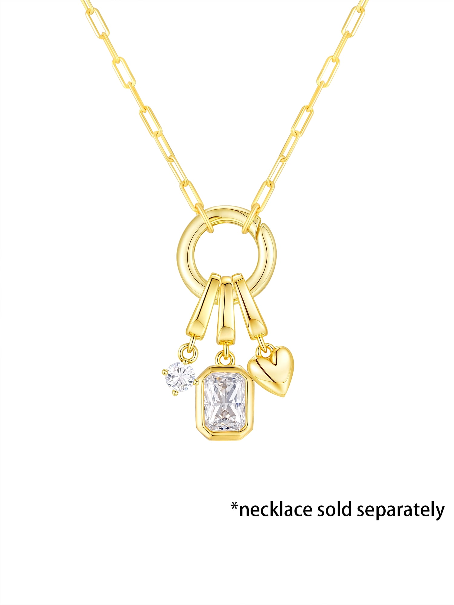 Brilliance Fine Jewelry Simulated Diamond Charm Set in 14KT Gold Plated Sterling Silver