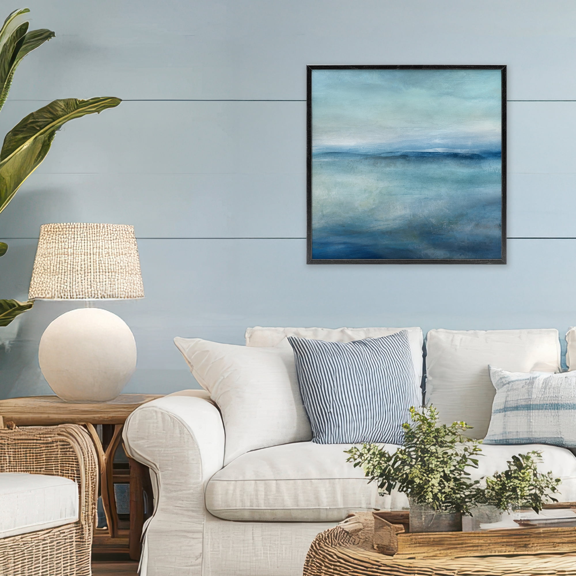 Stupell Industries Misty Blue Coastal Horizon Black Framed Giclee Art, design by Carol Robinson