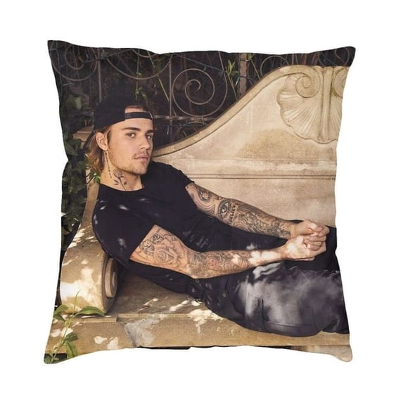 Justin Bieber Cushion Cover for Sofa Velvet Canadian Singer And Songwriter Throw Pillow Case Bedroom Decoration Pillowcase
