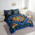 thumbnail image 3 of Manfei Boho Sun Bedding Comforter Set, Blue Gradient Galaxy King Bedding Sets, Zodiac Astrology Stars Bed Sheets, Breathable Home Decor Reversible 7 Pieces, 3 of 8