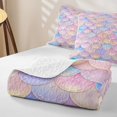 thumbnail image 4 of Manfei Cute Mermaid Tail Twin Quilt Set, Dreamy Fish Scale Twin Coverlet Set, Pink Blue, 2 Pieces, 1 Bedspread and 1 Pillowcase, 4 of 7