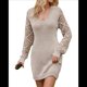 thumbnail image 2 of Suéter Ajustado de Crochet con Aberturas para Mujer, Vestido Sexy, Informal, Elegante, de Larga, con Cuello en V. Albaricoque M, 2 of 8