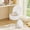 White, variant on Greenstell Round Storage Ottoman, 12.9”L x 12.9”W x 17.6”H Upholstered Vanity Faux Fur Chair with Lumbar Support, Small Foot Stools Coffee Table Padded Seat for Makeup Room (White)