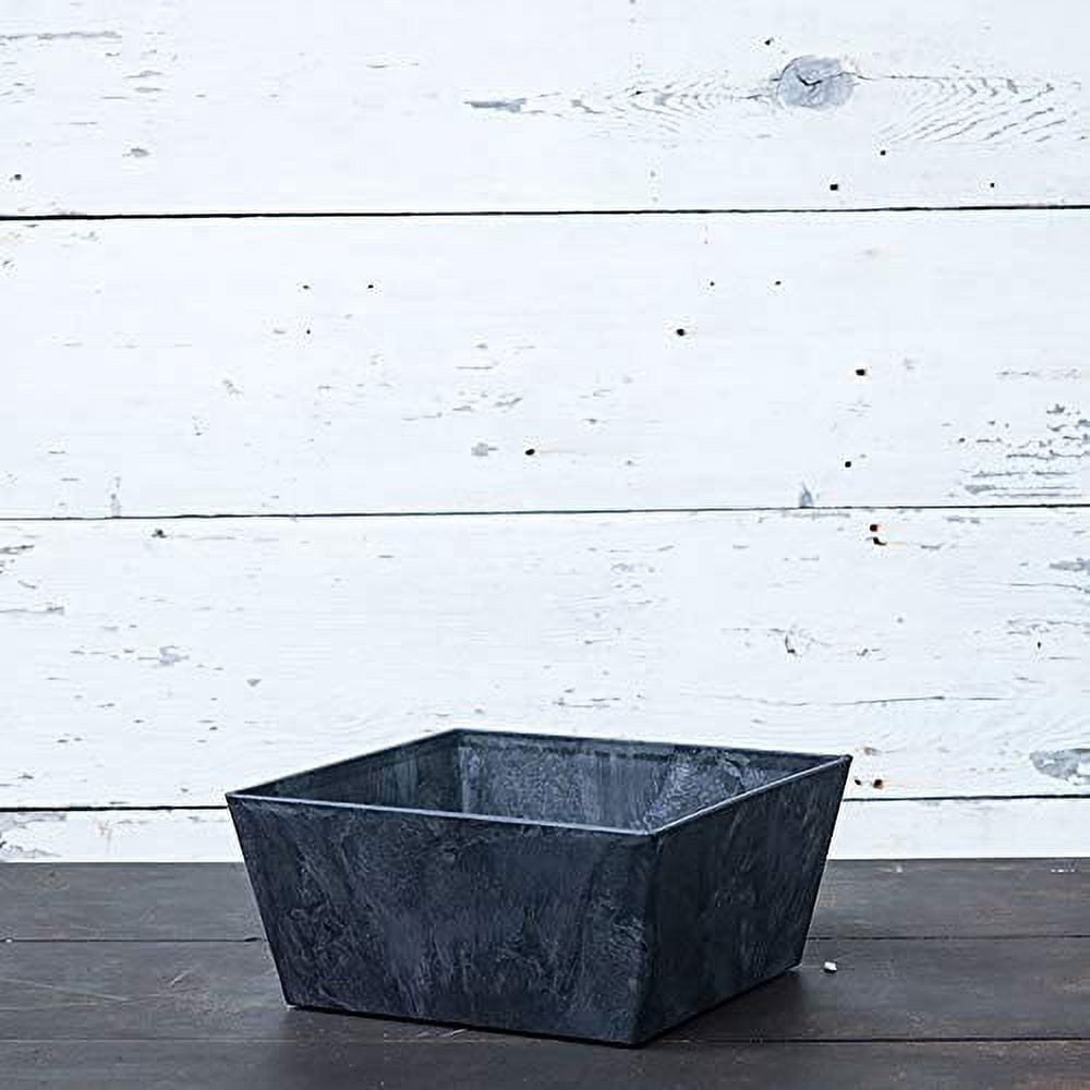 Root & Vessel Ella Low Square Planter, Black, 12"