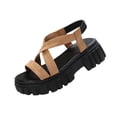 thumbnail image 6 of Xucatan Women's Chunky Sole Wedge Sandals, Round Toe Open Toe Slides with Elastic Back Strap, Crisscross Faux Suede Beach Shoes, Versatile Spring Summer Footwear Gift, 6 of 8