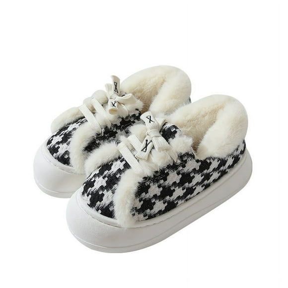 Botas de nieve de nuevo estilo, tacón de bolso de estilo coreano para mujeres en interiores y exteriores, además de suela gruesa de terciopelo, zapatos de algodón peludos antideslizantes y cálidos par