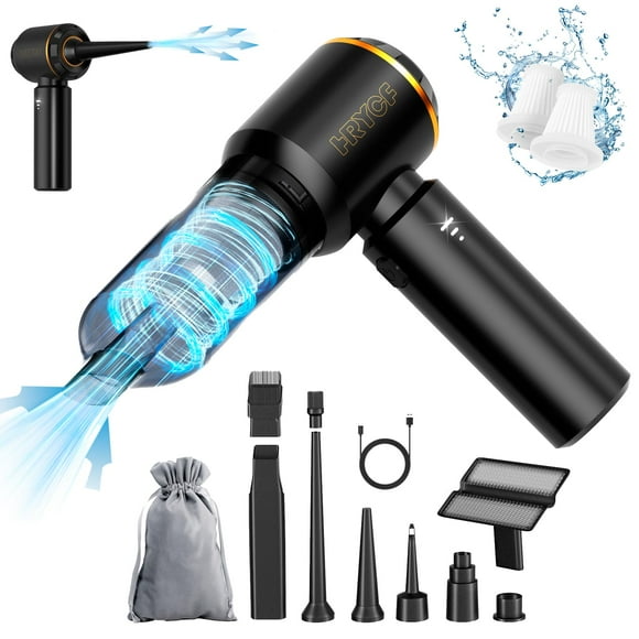 HRYCF Aspirateur à Main, Aspirateur de Voiture, Aspirateur Portable Rechargeable 4-en-1 20000PA Haute Puissance avec Moteur Sans Balais, Petit Aspirateur à Main