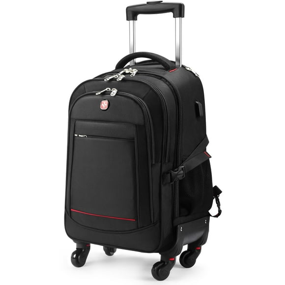 Rolling Backpack with Wheels - Water-Resistant, Airline Approved Underseat Travel Luggage, Ideal 18*14*8 Personal Item Suitcase, Wheeled Backpack, Roller Backpack, and Rolling Laptop Bag