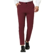 MODA NOVA Big & Tall Men's Slim Fit Stretch Flat Front Solid Business Pants Burgundy 40