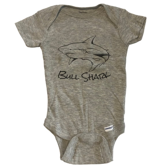Bull Shark Sketch Cool Shark Baby Bodysuit - Grey