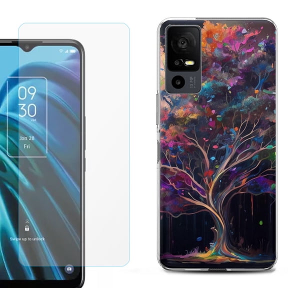 OneToughShield ® for TCL 40 XE 5G Shockproof Fashion Phone Case, with Tempered Glass Screen Protector - Tree of Life
