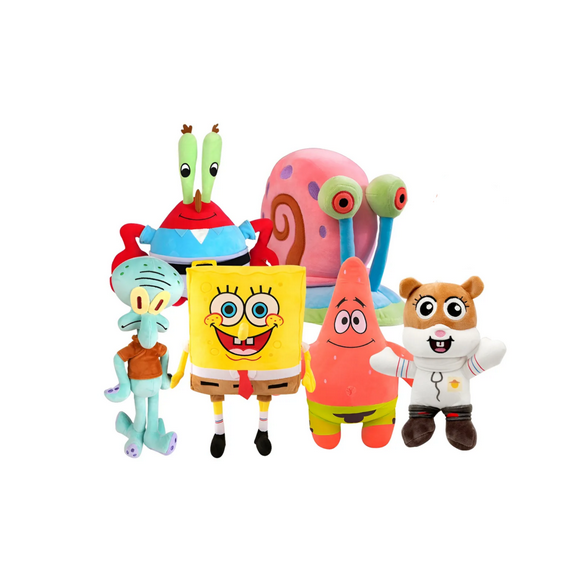 6 Set Peluches Bob Esponja, Patricio Estrella,calamardo Gary Malubero Multicolor