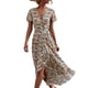 thumbnail image 1 of Vestido cruzado con estampado floral, vestido cruzado con estampado floral para mujer, vestido cruzado con estampado floral para mujer, vestido largo con estampado floral, diseño aerodinámico, 1 of 6