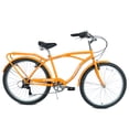 thumbnail image 2 of 26" Bike for Mens Adults Cruiser Bike Shimano 7 Speed Steel Frame City Commuter Bicycle with Dual Brakes, Orange, 2 of 11
