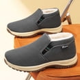 thumbnail image 5 of Men Slip on Warm Thick Fleece Lined Ankle Snow Boots Cozy Plush Lining Cold Weather Casual Booties Lightweight Windproof Footwear Gray 10(46), 5 of 5