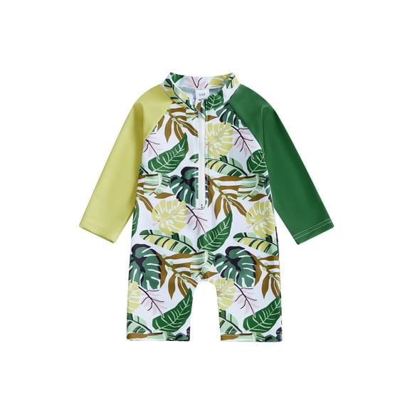 CocMouse Toddler Boy Rash Guard Swimsuit Zip Up Long Sleeve Baby Boy Swimwear