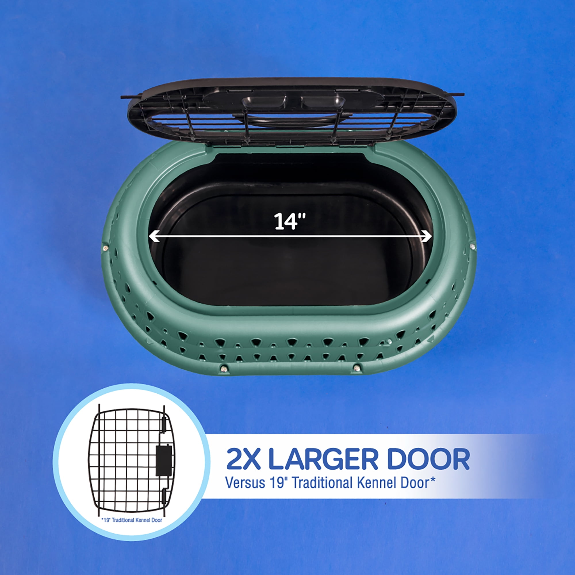 Petmate Top Load Pet Carrier Cat Kennel, 19" Length, for Pets up to 10 lb, Green