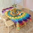 thumbnail image 3 of Colorful Rainbow Tie Dye Spiral Pattern Rectangle Tablecloth 60"x102",Waterproof Polyester Rectangle Table Cloth, Wipeable Spillproof Polyester Tablecloth for Dining, Camping, Indoor and Outdoor, 3 of 6