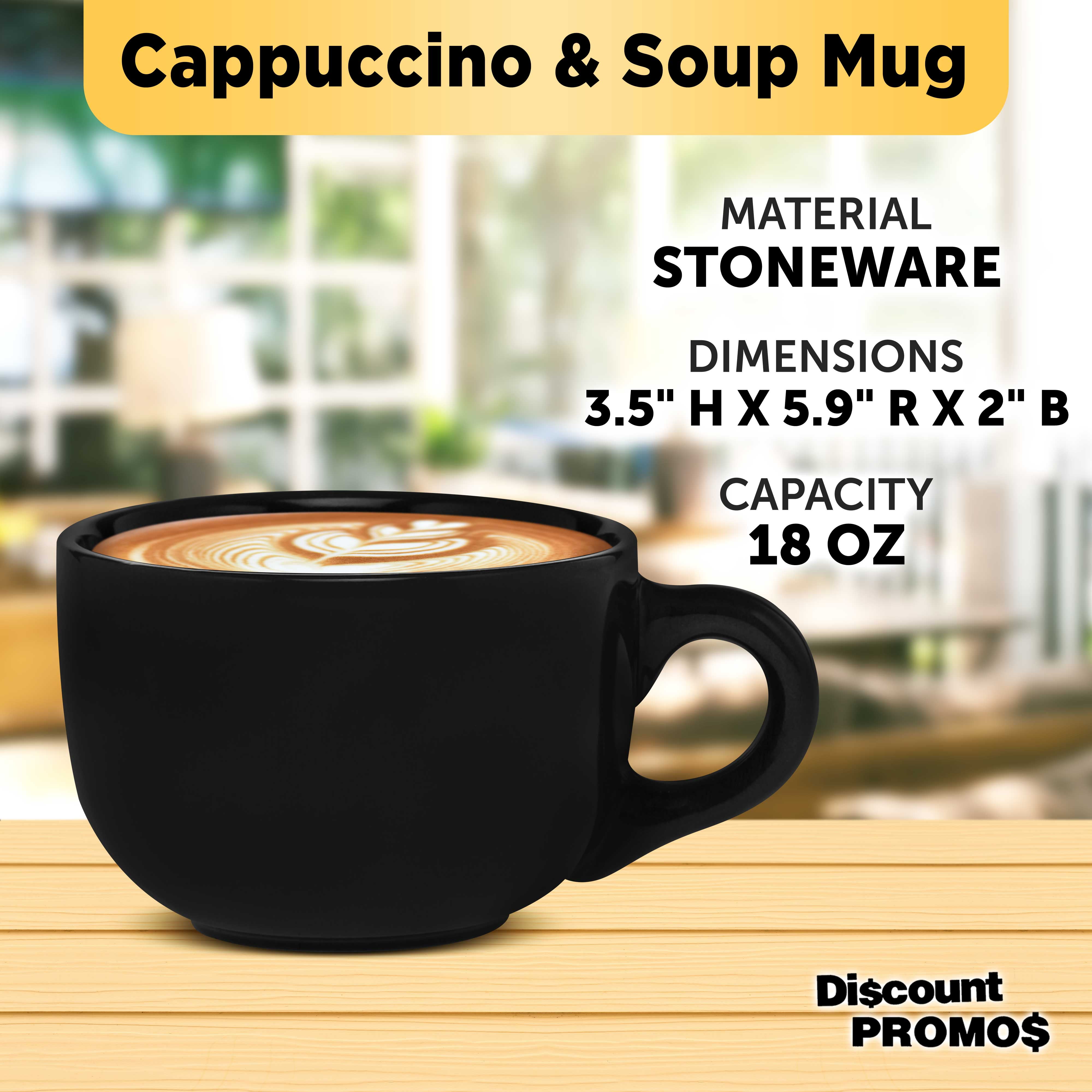 Ceramic Cappuccino Mugs 18 oz. Set of 10, Bulk Pack - Perfect for Coffee, Tea, Espresso, Hot Cocoa, Other Beverages - Black