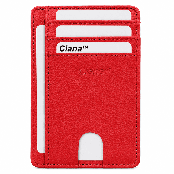 Ciana Slim Wallet with ID window for Men & Women, Faux Leather RFID Blocking Front Pocket Wallet, Credit Card Holder
