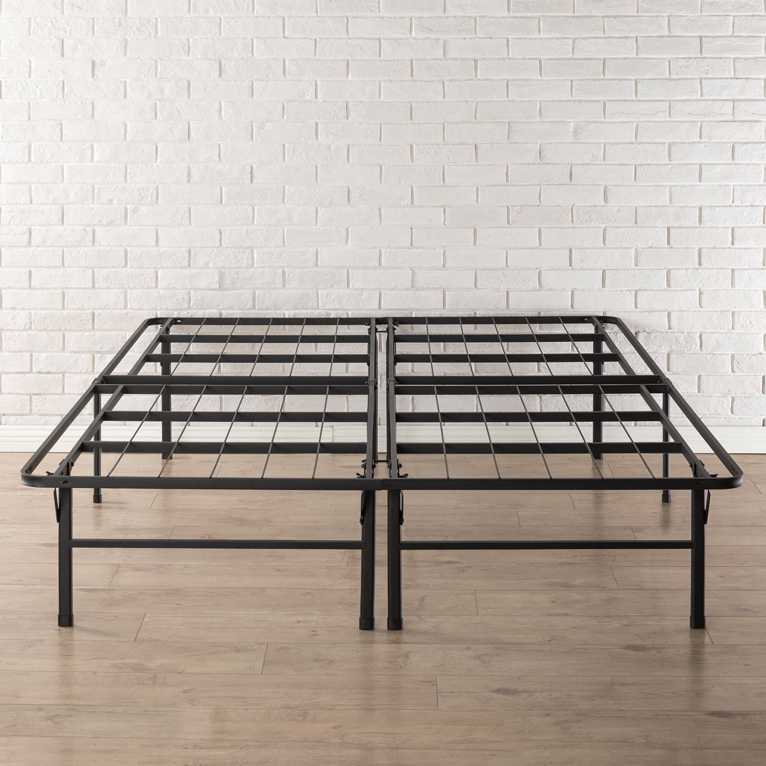Mellow 14" Metal Platform Bed Frame, Heavy Duty Steel Slats, Black, Cal King