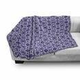 thumbnail image 2 of Vintage Soft Flannel Fleece Throw Blanket, Illustration of Geometric Motifs Repeating Classical, Cozy Plush for Indoor and Outdoor Use, 50" x 60", Blue Violet White, by Ambesonne, 2 of 5
