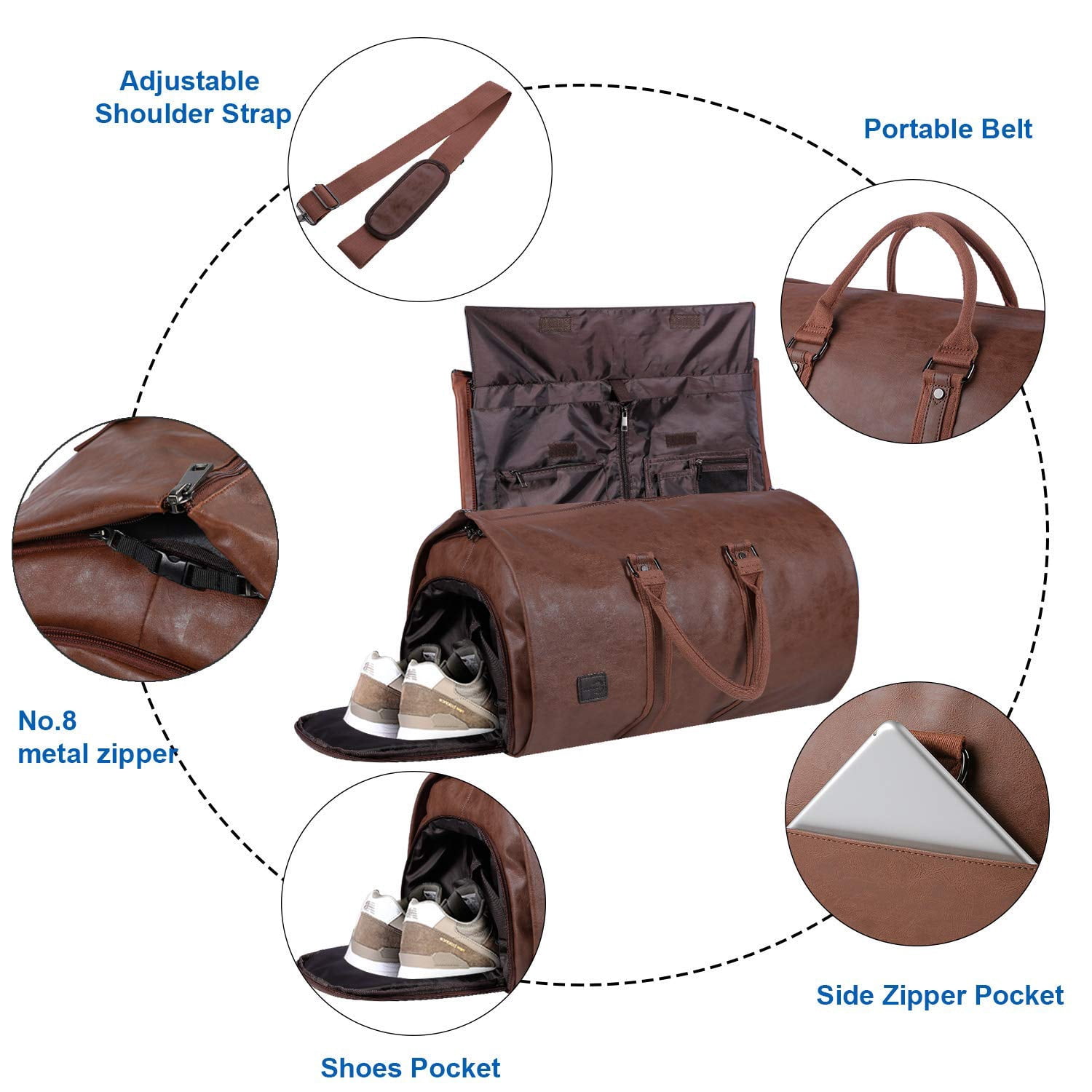 seyfocnia Convertible Travel Garment Bag,Carry on Garment Duffel Bag for Men Women - 2 in 1 Hanging Suitcase Suit Business Travel Bag
