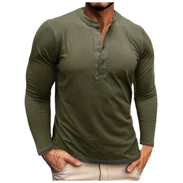 T-Shirt Homme Col Rond Rétro Manches Longues Ample Confortable Chemise d'Affaires Chemises d'Été pour Hommes Vert m