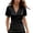 Black, variant on Womens Tops Elegant Satin V Neck Short Sleeve Blouse for Daily Casual Wear Slim Fit Wrap Design with Soft Satin Finish M