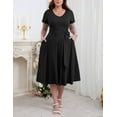 thumbnail image 4 of FOLUNSI Women's Plus size Dresses Casual V-Neck Midi Dress Wedding Guest Dress with Pockets Black-4XL, 4 of 9