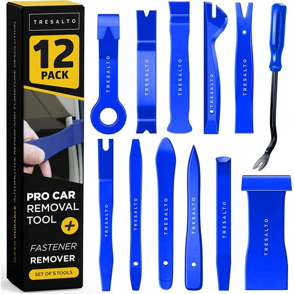 Tresalto Auto Trim Removal Tool Kit, Set of 12 Pcs | Auto Trim Removal Tool Set for Car Tools, Door Dash, Plastic Pry Tool, Auto Body Tools - Car Trim Removal Tool Kit