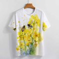 thumbnail image 4 of Bee And Flowers T-Shirt O Neck Retro Print Big Size T-Shirts Short Sleeve Tees Womens Pretty Design, 4 of 5