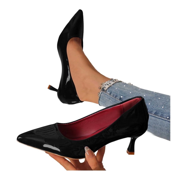 Vibrex Women's Low Heel Pumps Fashion Solid Color Shallow Mouth Pumps Shoes Pointed Toe Slip-on Classic Pumps for Partying Wedding