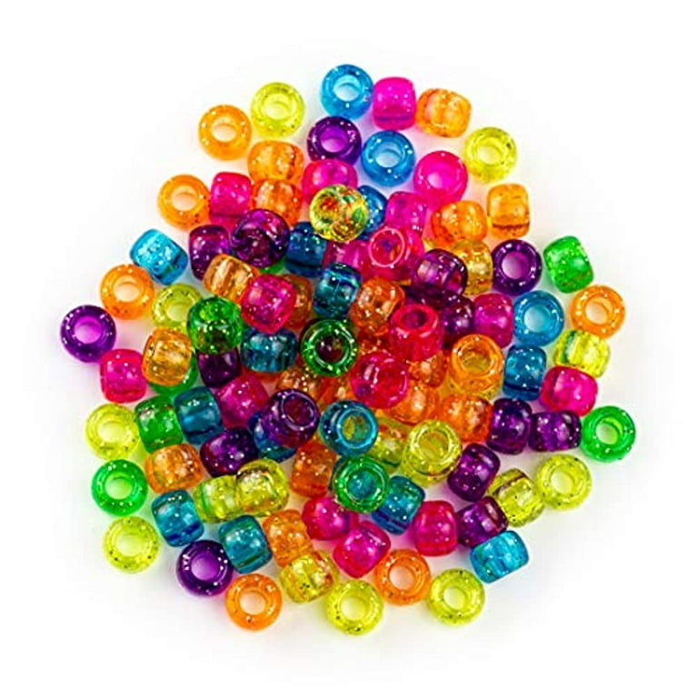 1000 Glitter Pony Beads, Pony Beads, Glitter Hair Beads, Beads for Crafts,  Beads