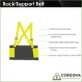 thumbnail image 2 of Cordova Safety Products High-Visibility Adjustable Back Support Belt with Attached Suspenders, XX-Large, Lime, 2 of 6