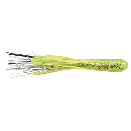 Apex Tackle Tinsel Tail Tube Chartreuse Glitter /Chartreuse Silver 1.5 10pk Soft Baits