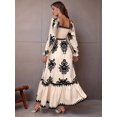 thumbnail image 6 of Women Fall Wedding Guest Dresses Boho Floral Long Sleeve V Neck Flowy Maxi Dress Beach Clothes Color XXL, 6 of 8