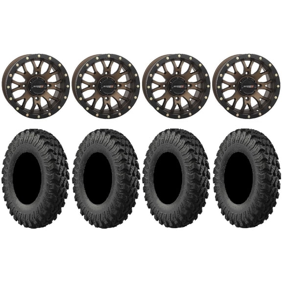 System 3 ST-3 Bronze 15" Wheels 32" MotoRally Tires Can-Am Commander Maverick Renegade Outlander Defender