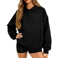 thumbnail image 2 of yuCgh Women's Button-Up Collar Pullover Top with Pocket, Casual Long Sleeve Blouse, Soft Cotton Blend, Fashion Everyday Wear for Women,Black L, 2 of 8