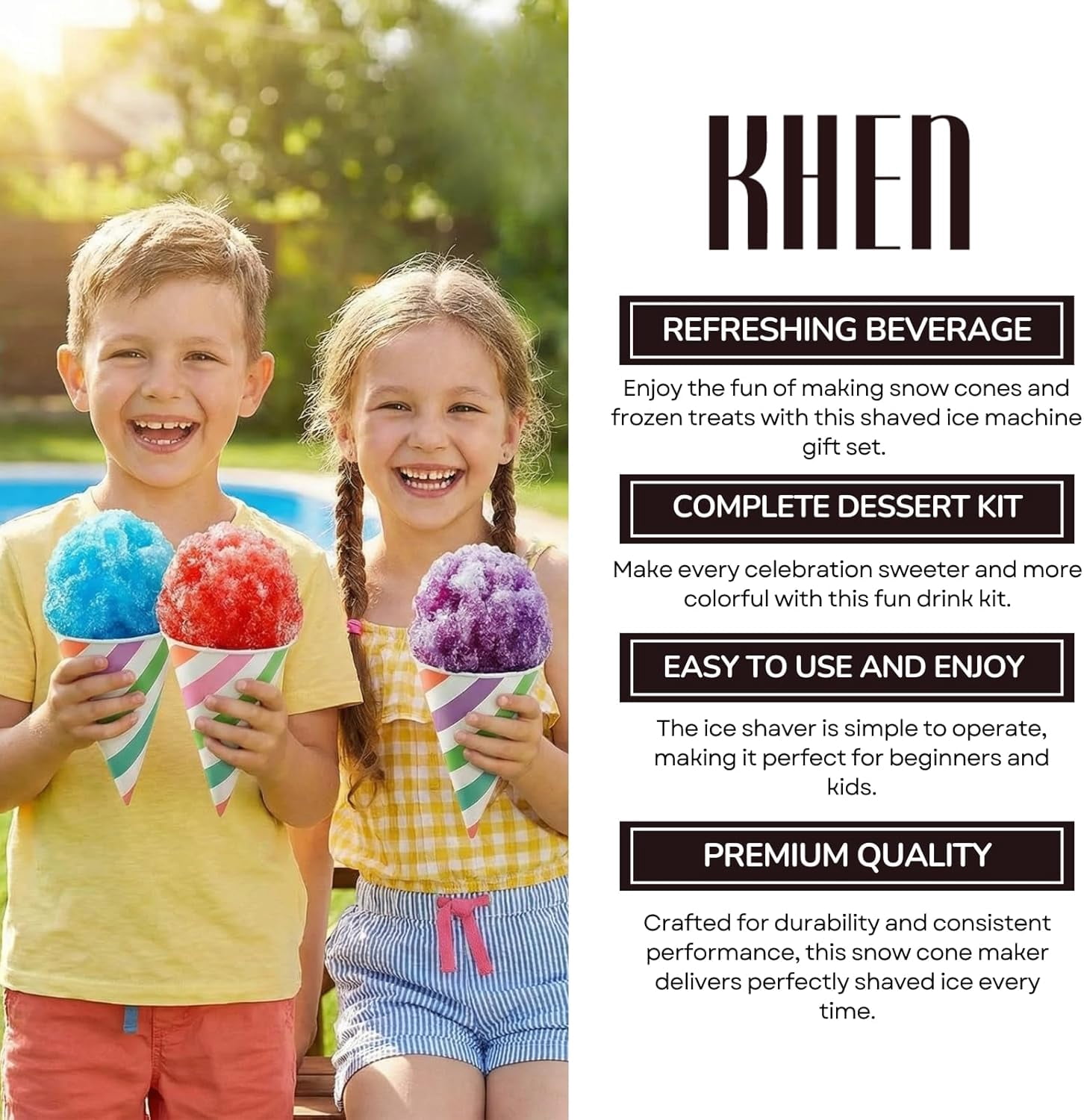 Snow Cone  Gift Set with 5 Syrup Flavors, Electric Shaved Ice Maker for Kids & Adults
