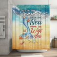 thumbnail image 3 of Mermaid Shower Curtain Summer Ocean Beach Bathroom Decor Nautical Shower Curtain Fabric Polyester Waterproof with Plastic Hooks 72" X 72", 3 of 6